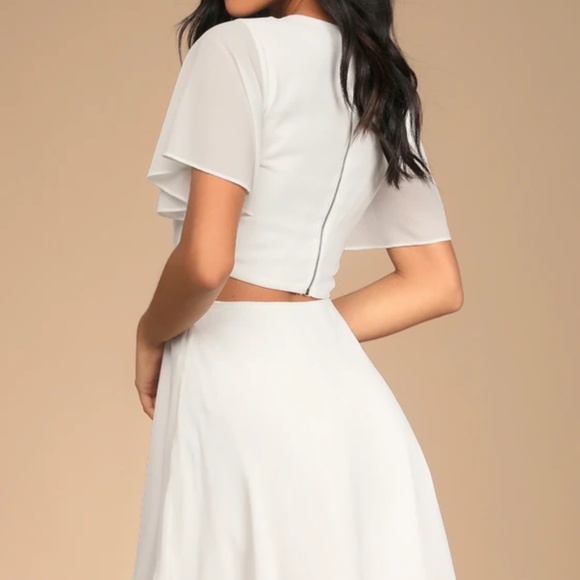 Lulus Blissful Love Ivory Cutout Mini Skater Dress White - Size XL - Picture 3 of 3